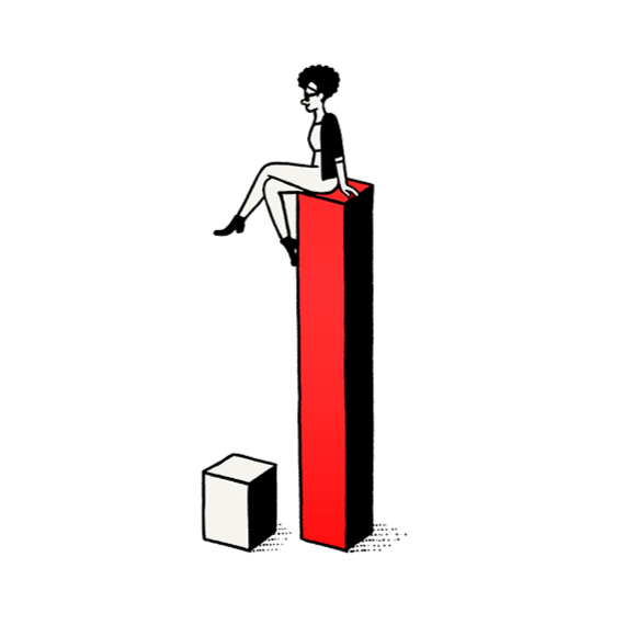 Illustration of a woman sitting on a bar graph