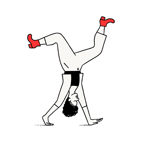 Illustration of a person doing a handstand with balanced posture.